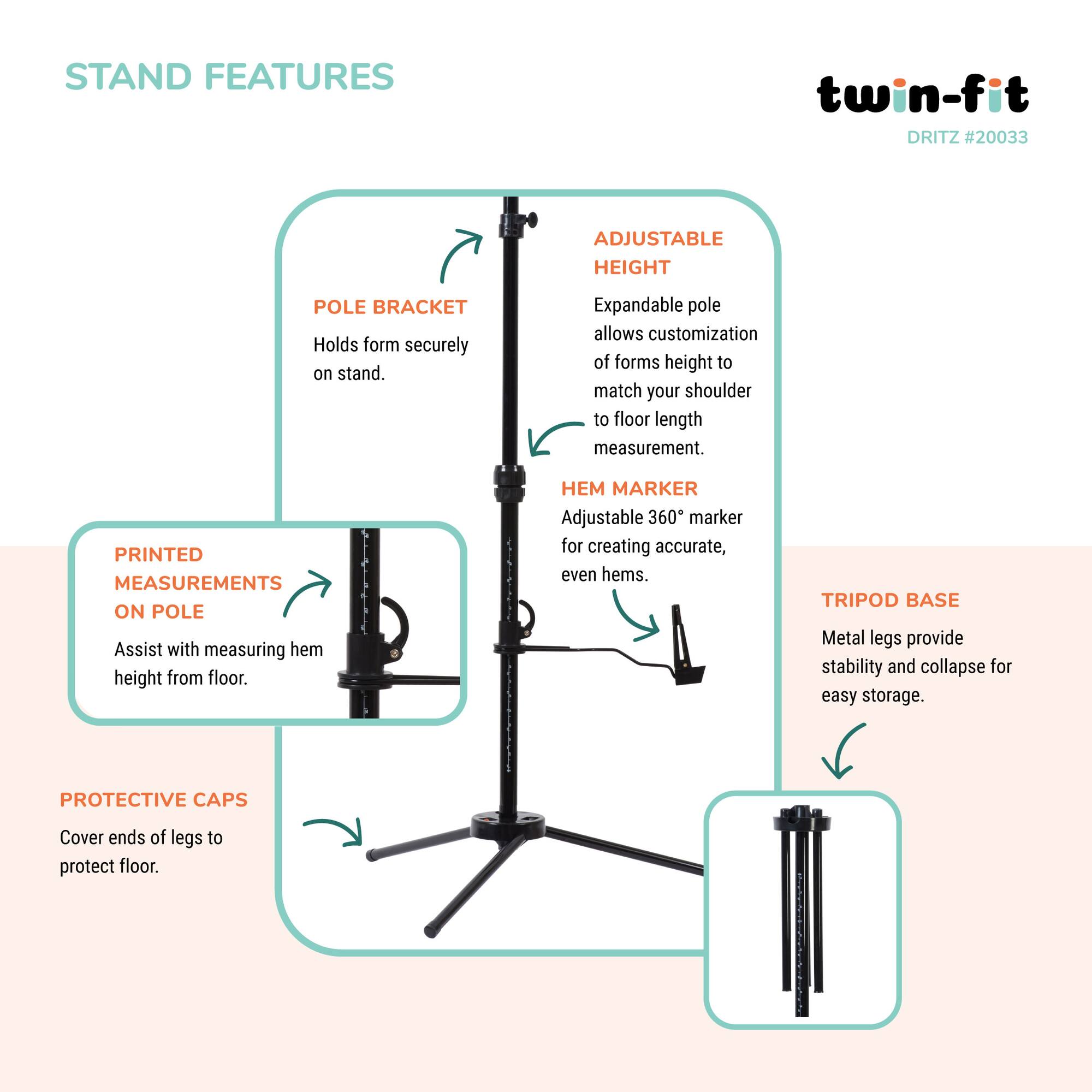 Dritz® Twin-Fit Large Dress Form with Adjustable Tri-Pod Stand